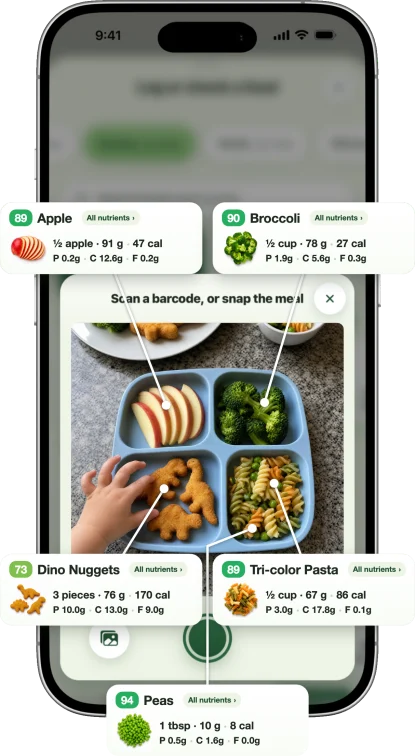 Sito app: logging a child's meal from a photo
