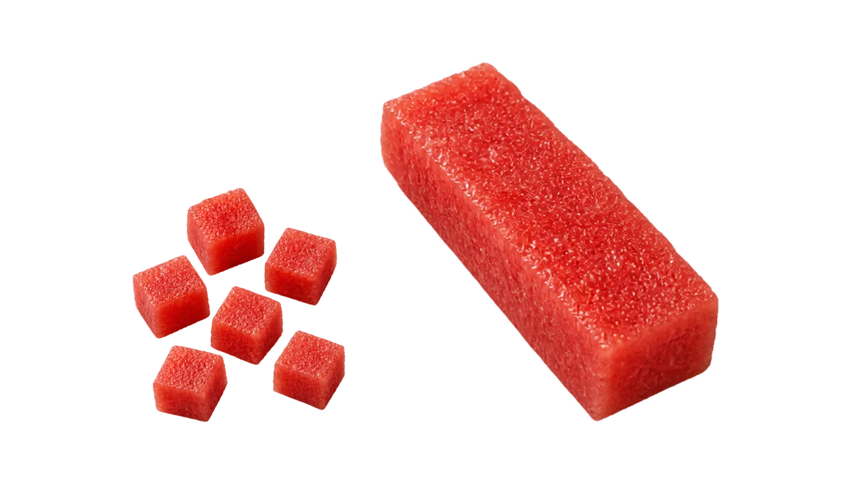 Watermelon, 9 to 17 months: 1, Pieces about 1 cm, chickpea-size; 2, Finger-length spears, to bite from